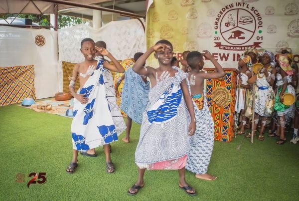 Gracedew pupils in traditional Ghanaian dress on Cultural Day