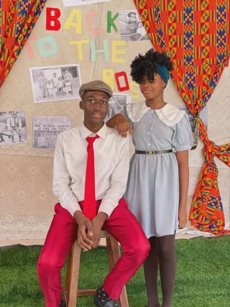 Gracedew students posing in vintage fashion for the heritage day